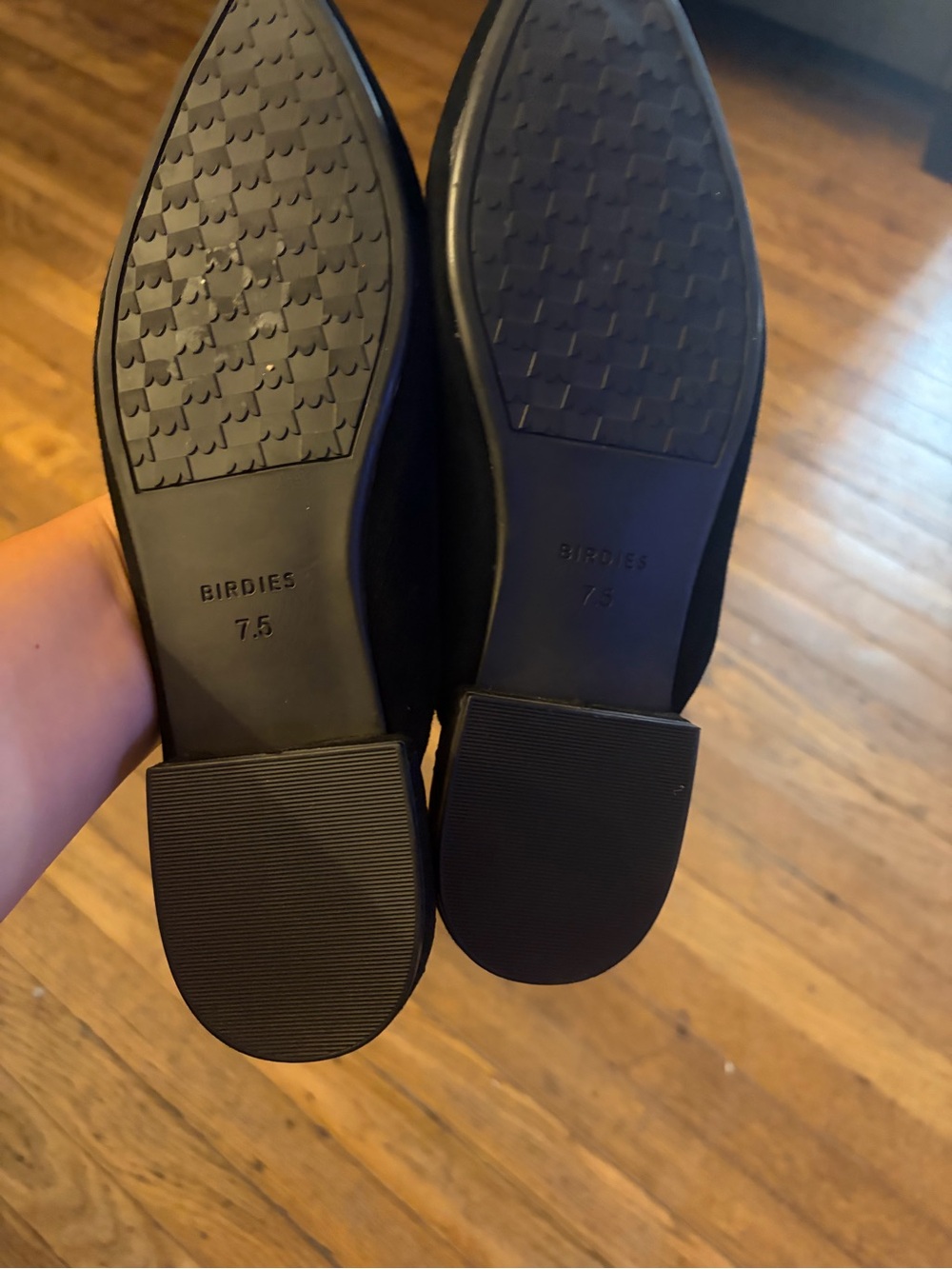 Birdies The Swan black suede mules, quilted insole. Black Pointed-Toe size 7.5 - Picture 3 of 5
